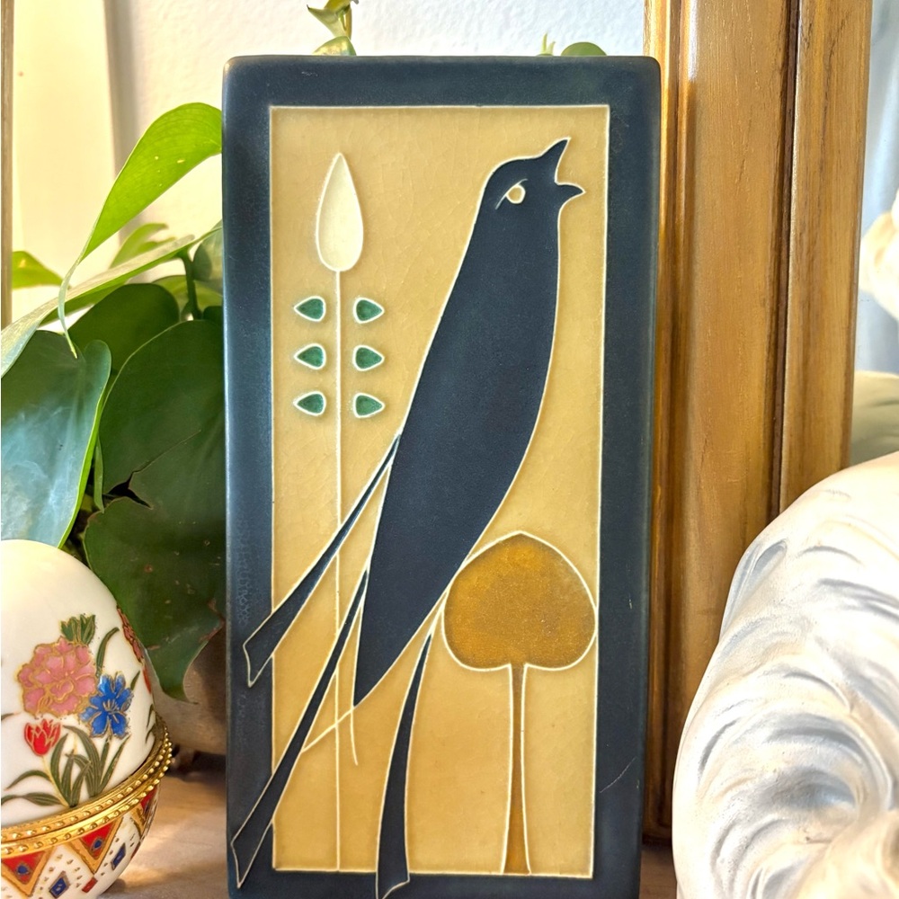 Motawi Tileworks “Songbird” Art Tile – Golden (4×8) – Handmade Collectible